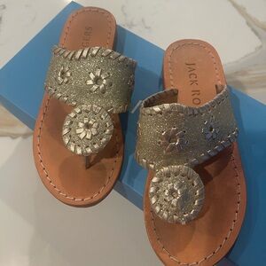 Girls Jack Rogers flat sandal glitter platinum - Size 11